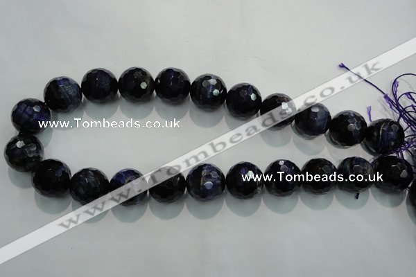 CTE936 15.5 inches 16mm faceted round dyed blue tiger eye beads