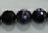 CTE937 15.5 inches 18mm faceted round dyed blue tiger eye beads