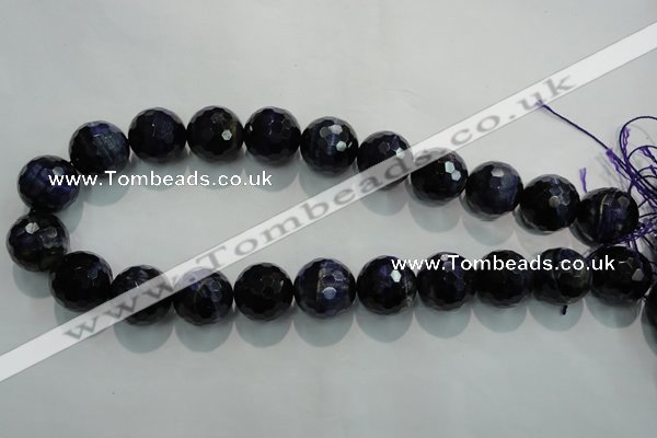 CTE938 15.5 inches 20mm faceted round dyed blue tiger eye beads