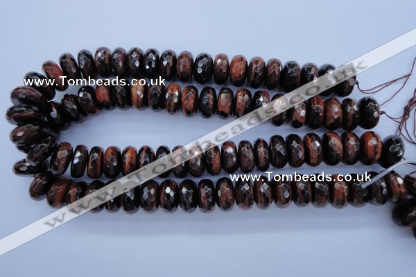 CTE94 15.5 inches 10*18mm faceted rondelle red tiger eye beads