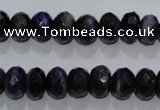 CTE941 15.5 inches 6*10mm faceted rondelle dyed blue tiger eye beads