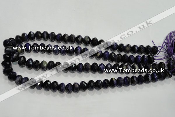 CTE942 15.5 inches 8*12mm faceted rondelle dyed blue tiger eye beads