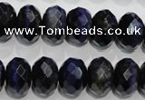 CTE943 15.5 inches 10*14mm faceted rondelle dyed blue tiger eye beads