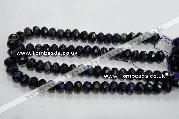 CTE943 15.5 inches 10*14mm faceted rondelle dyed blue tiger eye beads