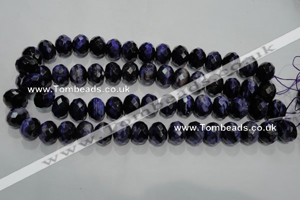 CTE944 15.5 inches 12*16mm faceted rondelle dyed blue tiger eye beads