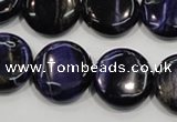 CTE964 15.5 inches 18mm flat round dyed blue tiger eye beads