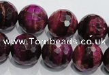 CTE976 15.5 inches 16mm faceted round dyed red tiger eye beads