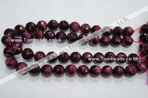 CTE976 15.5 inches 16mm faceted round dyed red tiger eye beads