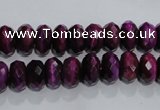 CTE981 15.5 inches 6*10mm faceted rondelle dyed red tiger eye beads