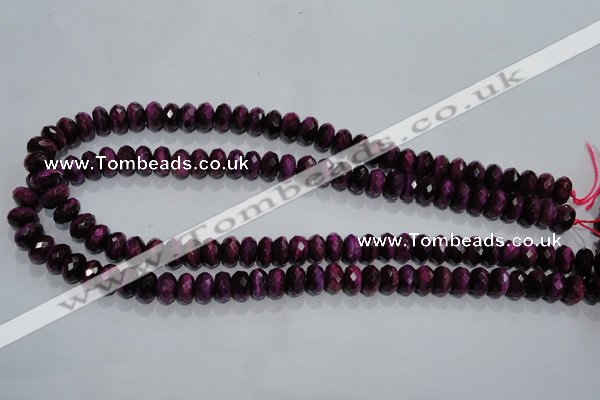 CTE981 15.5 inches 6*10mm faceted rondelle dyed red tiger eye beads