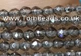 CTG1020 15.5 inches 2mm faceted round tiny smoky quartz beads