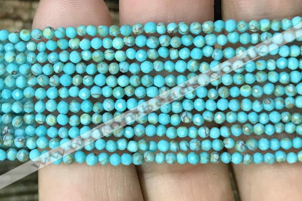 CTG1056 15.5 inches 2mm faceted round tiny turquoise beads