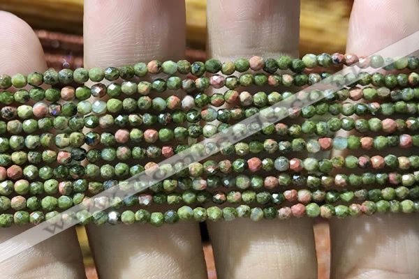 CTG1060 15.5 inches 2mm faceted round tiny unakite gemstone beads