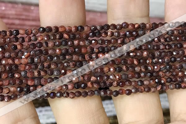 CTG1063 15.5 inches 2mm faceted round tiny red tiger eye beads