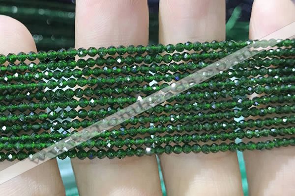 CTG1068 15.5 inches 2mm faceted round tiny green goldstone beads