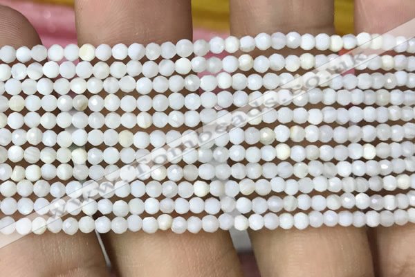 CTG1088 15.5 inches 2mm faceted round tiny mother of pearl beads