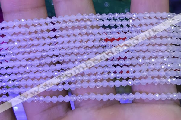 CTG1091 15.5 inches 2mm faceted round tiny quartz glass beads