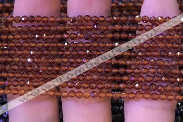 CTG1139 15.5 inches 3mm faceted round tiny orange garnet beads