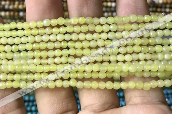 CTG1148 15.5 inches 3mm faceted round tiny lemon jade beads