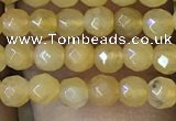 CTG1149 15.5 inches 3mm faceted round tiny yellow jade beads