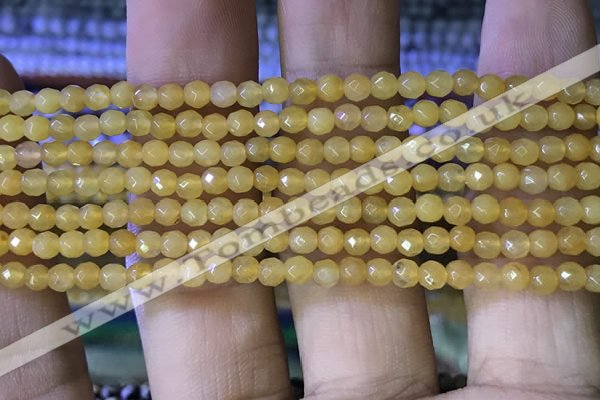 CTG1149 15.5 inches 3mm faceted round tiny yellow jade beads