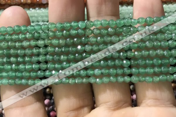 CTG1154 15.5 inches 3mm faceted round tiny green aventurine beads