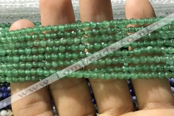 CTG1155 15.5 inches 3mm faceted round tiny green aventurine beads