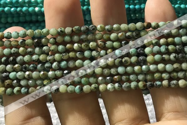 CTG1178 15.5 inches 3mm faceted round tiny African turquoise beads