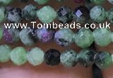 CTG1180 15.5 inches 3mm faceted round tiny ruby zoisite beads