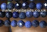 CTG1193 15.5 inches 3mm faceted round tiny blue dumortierite beads