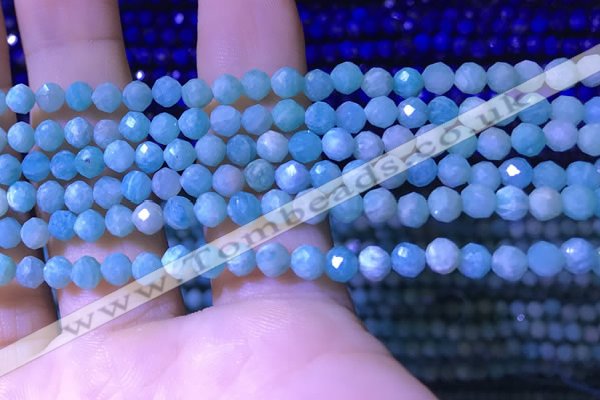 CTG1214 15.5 inches 4mm faceted round tiny amazonite beads