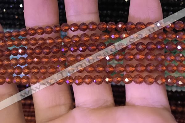 CTG1217 15.5 inches 4mm faceted round tiny orange garnet beads