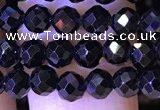 CTG1218 15.5 inches 4mm faceted round tiny black spinel beads