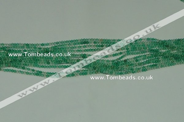 CTG122 15.5 inches 2mm round tiny green agate beads wholesale