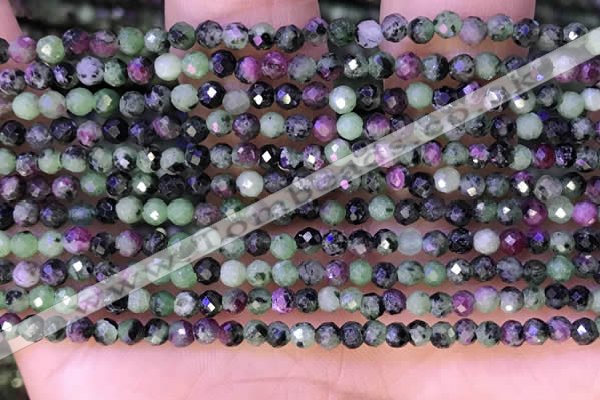 CTG1315 15.5 inches 3mm faceted round ruby zoisite beads