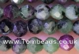 CTG1316 15.5 inches 4mm faceted round ruby zoisite beads