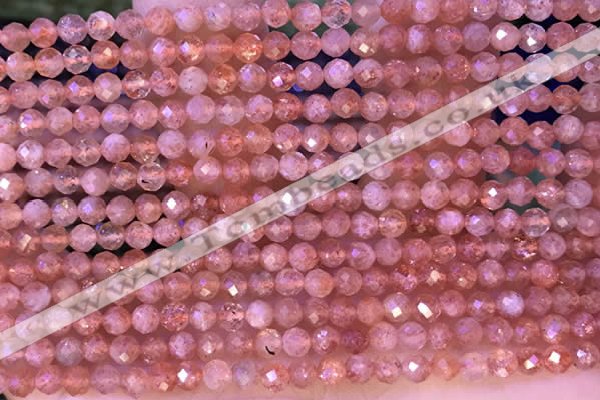 CTG1319 15.5 inches 4mm faceted round golden sunstone beads