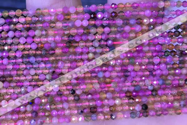 CTG1325 15.5 inches 2mm faceted round tourmaline beads wholesale