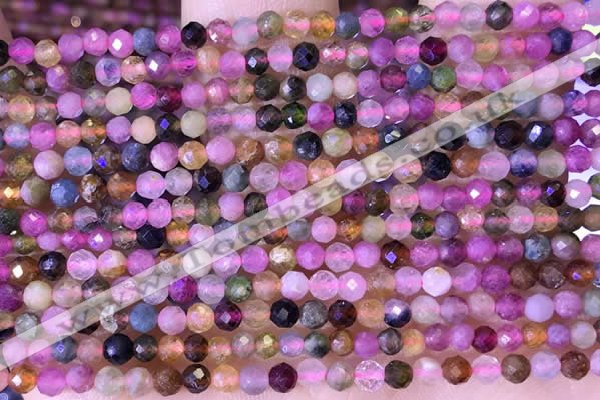 CTG1327 15.5 inches 3mm faceted round tourmaline beads wholesale