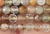 CTG1356 15.5 inches 4mm faceted round mixed quartz beads