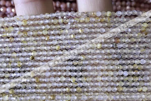 CTG1360 15.5 inches 2mm faceted round golden rutilated quartz beads