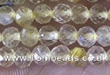 CTG1361 15.5 inches 3mm faceted round golden rutilated quartz beads