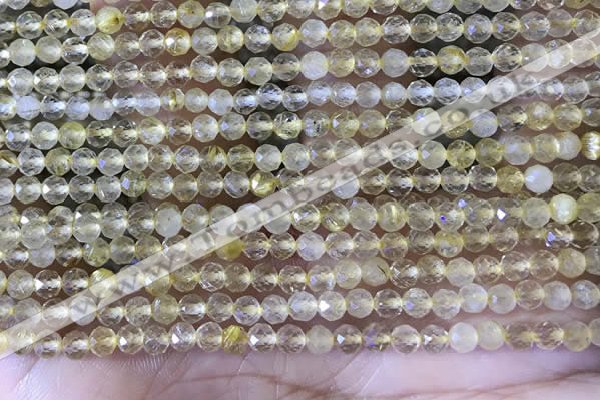 CTG1361 15.5 inches 3mm faceted round golden rutilated quartz beads