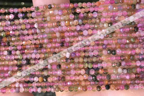 CTG1384 15.5 inches 2mm faceted round tiny tourmaline beads