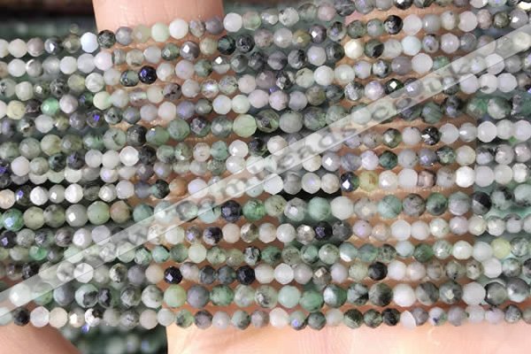 CTG1386 15.5 inches 2mm faceted round tiny emerald beads