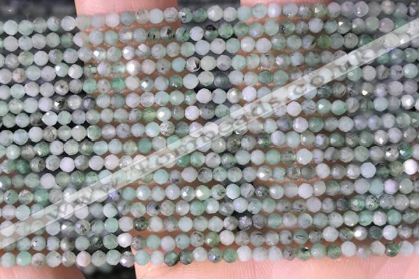 CTG1387 15.5 inches 2mm faceted round tiny emerald beads