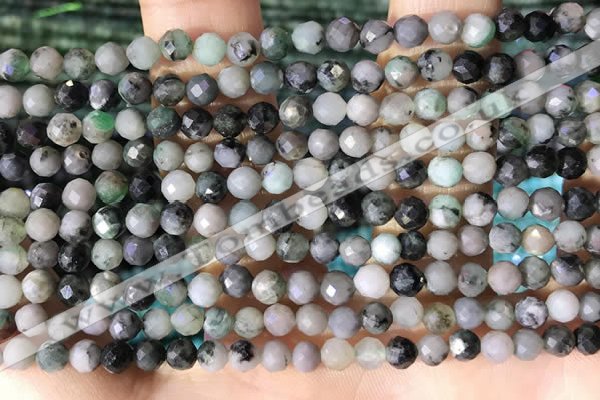CTG1388 15.5 inches 4mm faceted round tiny emerald beads