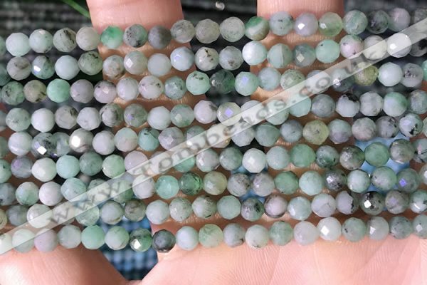 CTG1390 15.5 inches 4mm faceted round tiny emerald beads