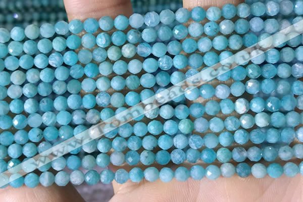 CTG1392 15.5 inches 3mm faceted round tiny amazonite beads