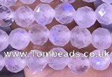 CTG1394 15.5 inches 4mm faceted round tiny white moonstone beads